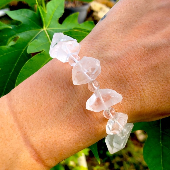 Raw Clear Quartz Crystal Bracelet - Picture 2 of 3
